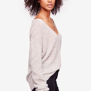 Free People Gossamer V-Neck Sweater Gray Small
